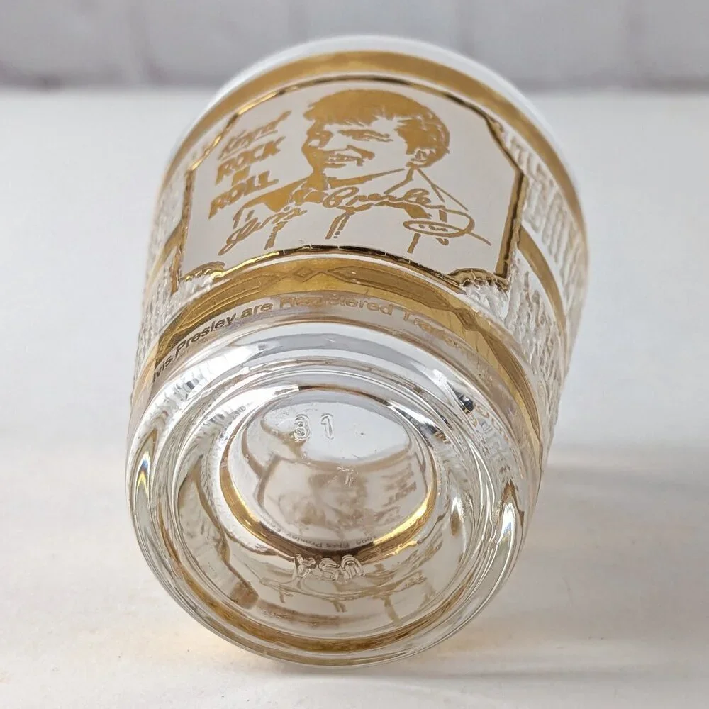 Vintage Elvis Gold-tone King of Rock 'n Roll Shot Glass